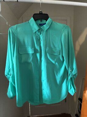 Dark Cyan Button Up Collared Shirt